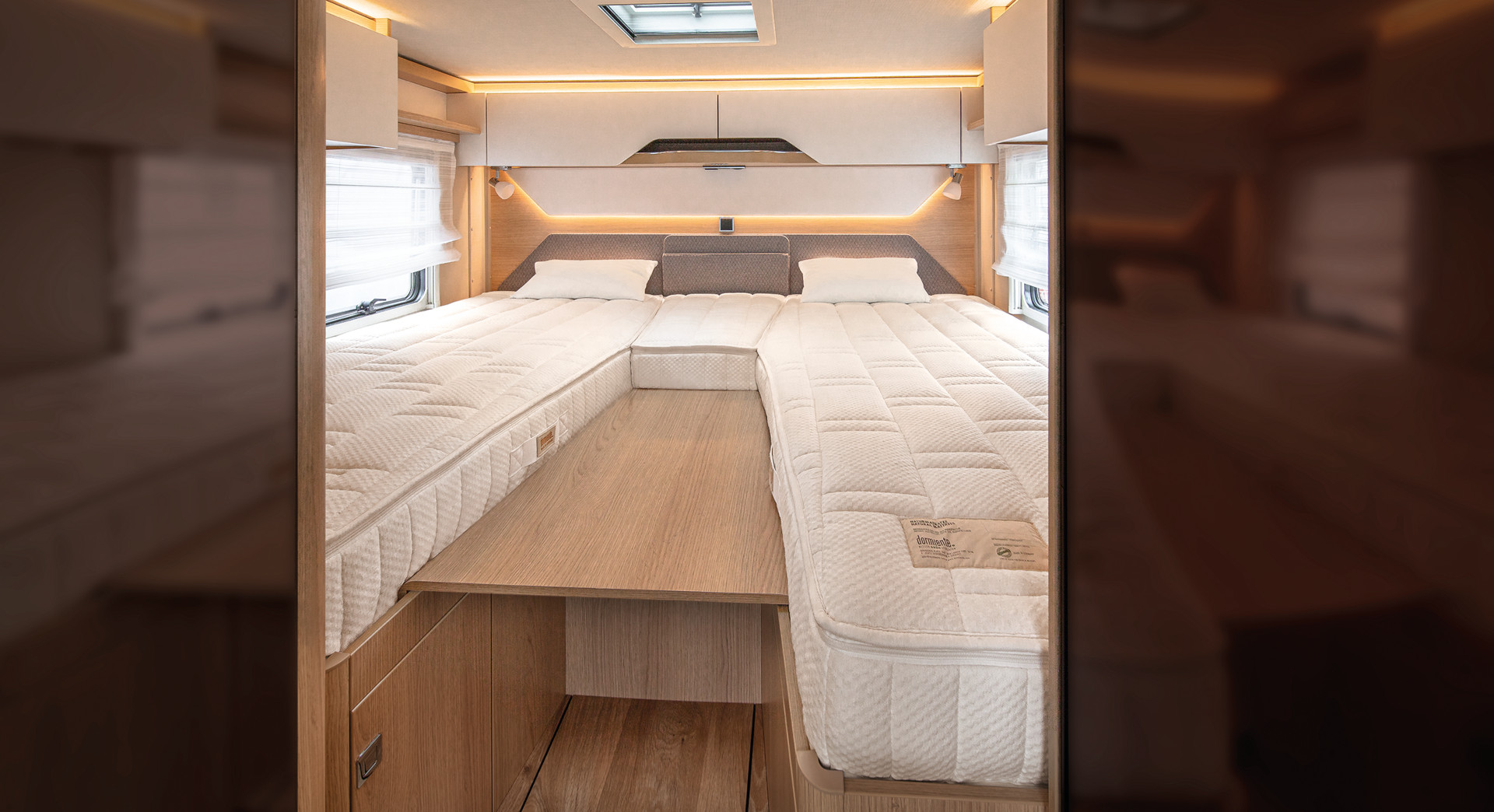 Wohnmobil-Schlafzimmer ausgestattet mit dormiente Matratzen